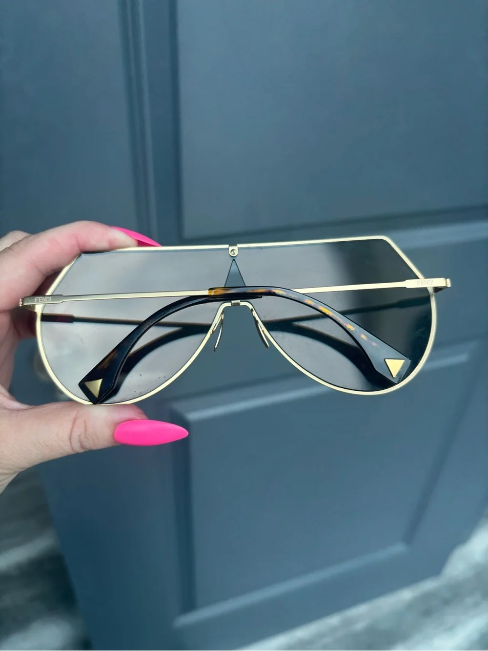 Fendi Gold Shield Visor Sunglasses - Women Accessories